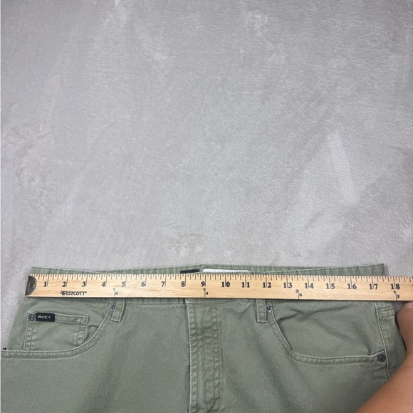 RVCA Men’s Daggers Denim Green Zip Fly Cotton Blend Tapered Skinny Jeans Size 36 - Picture 8 of 16